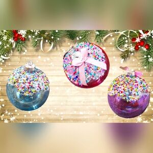 Kurt Adler Glass Bubblegum Ornaments, Set Of 3 Multicolored.  #19